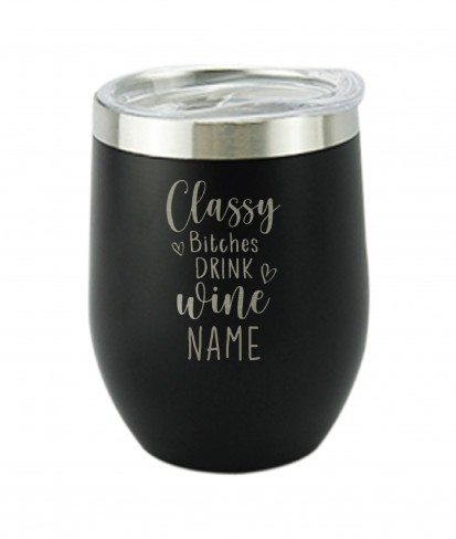Drink Wine Black, Personalised Insulated, Stainless Steel Tumbler with Lid